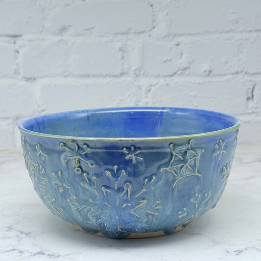 Light Blue with Raised Snowflakes Large Bowl