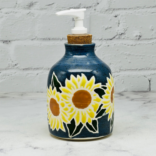 Blue with Sunflowers Soap Dispenser