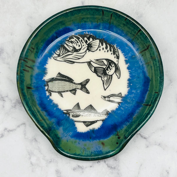 Blue wih Fish Spoon Rest