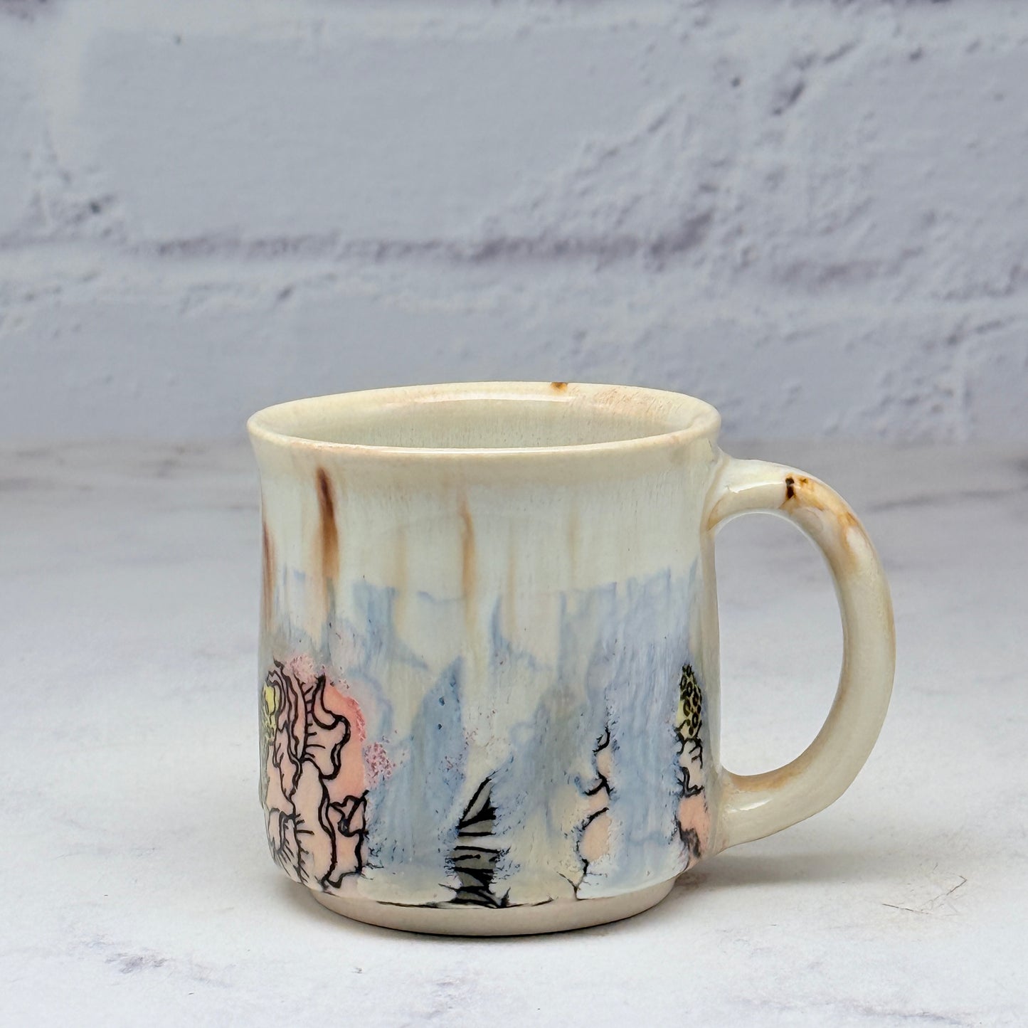 Cream with Pink Peonies Espresso Mug