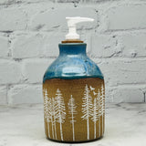 Blue with White Pines Soap Dispenser