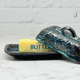 Dark Green Monstera Texture Butter Dish