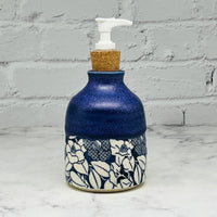Blue with Floral Design Soap Dispenser