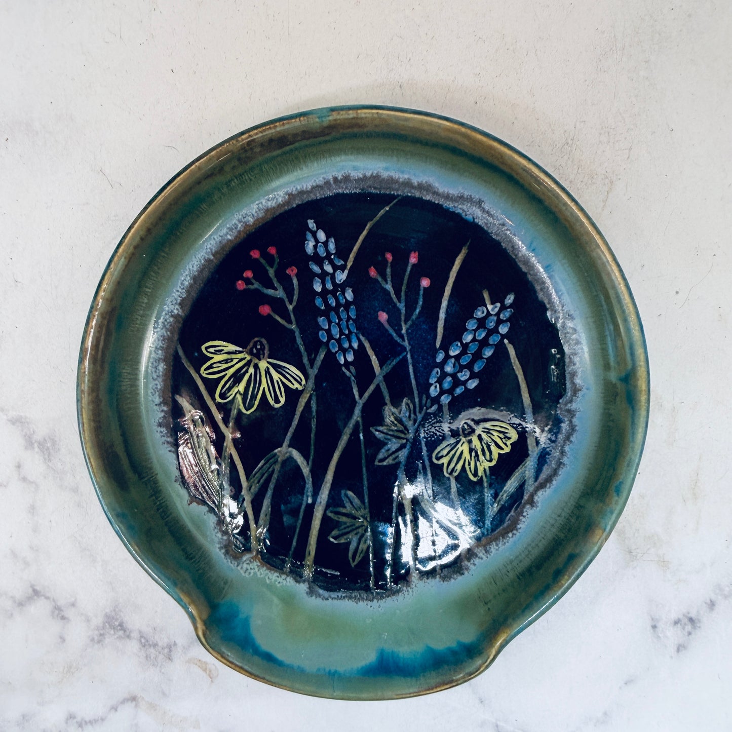 Sgraffito Wildflowers Spoon Rest