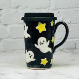 Black with Ghosts Travel Mug 1