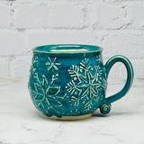 Teal with Raised Snowflakes Mug 3