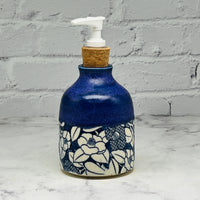 Blue with Floral Design Soap Dispenser