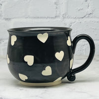 Black with Hearts Cafe Mug 2