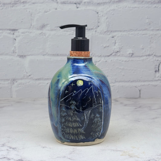 Sgraffito Mountain Scene Soap Dispenser