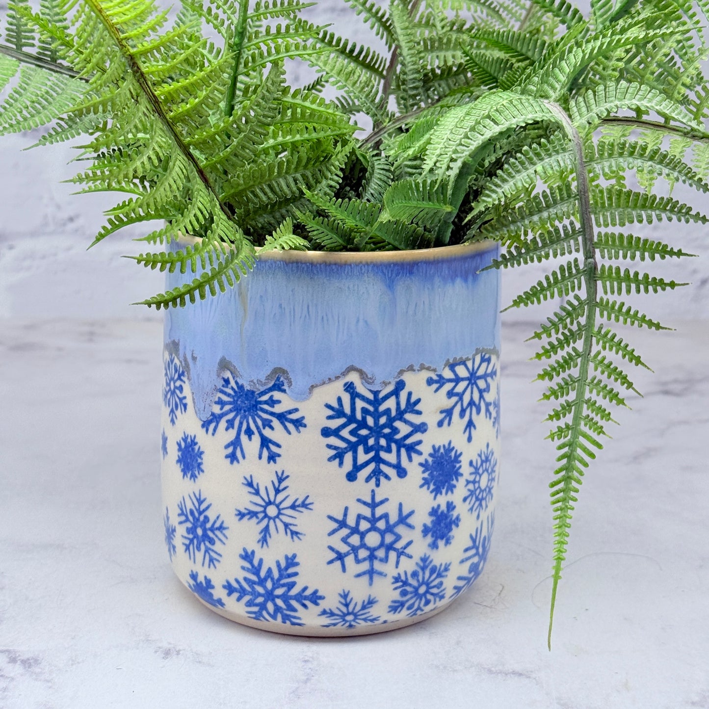 Blue with Snowflakes Vase
