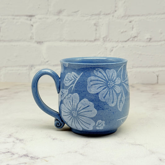 Blue with White Flowers Teacup 1