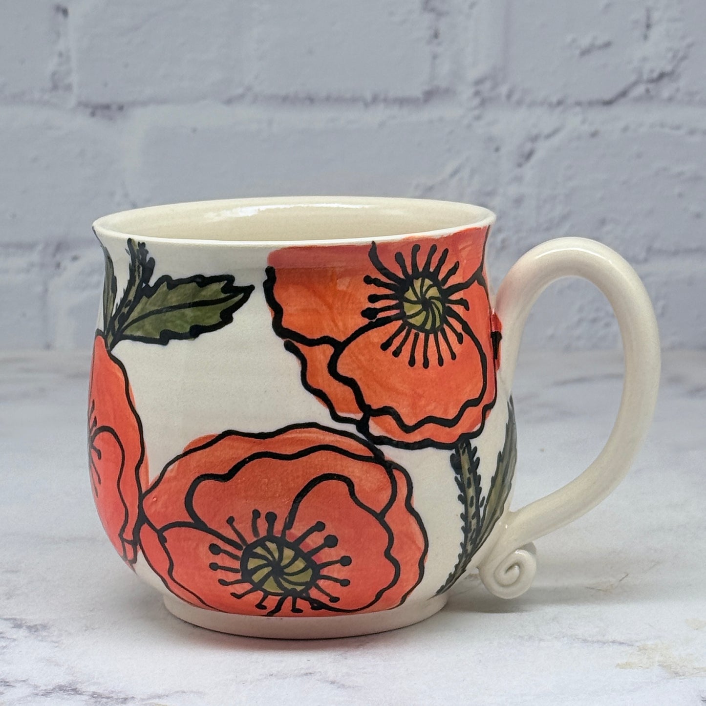 Orange Poppies Watercolor Mug 1