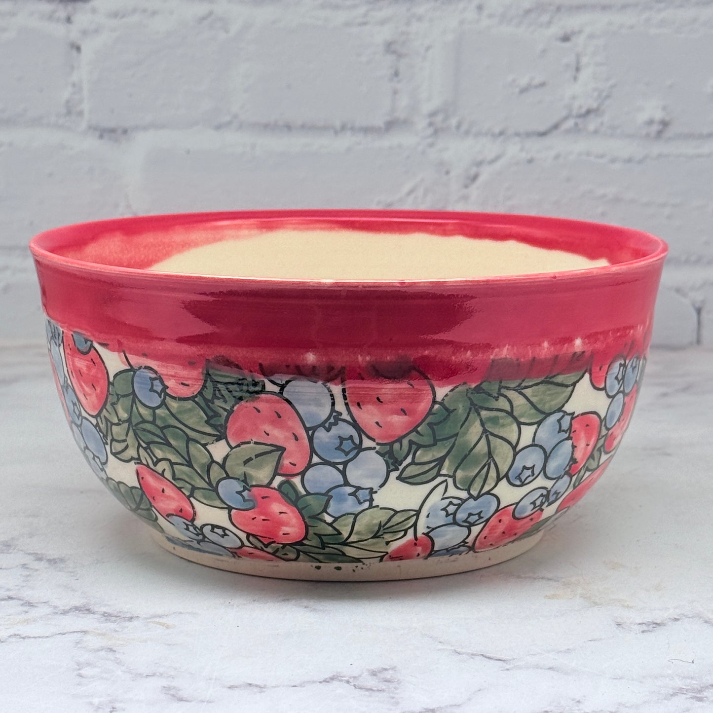 Red with Fruit Large Bowl 2