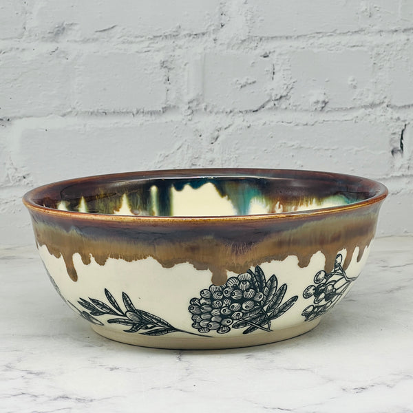 Brown with Fall Leaves Large Bowl