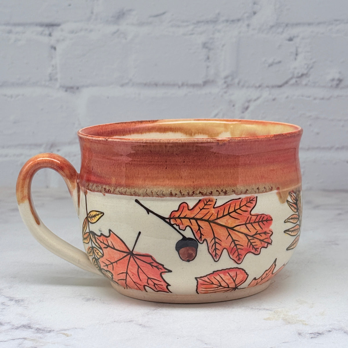 Orange with Leaves Cafe Mug 2