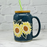 Blue with Sunflowers Straw Mug