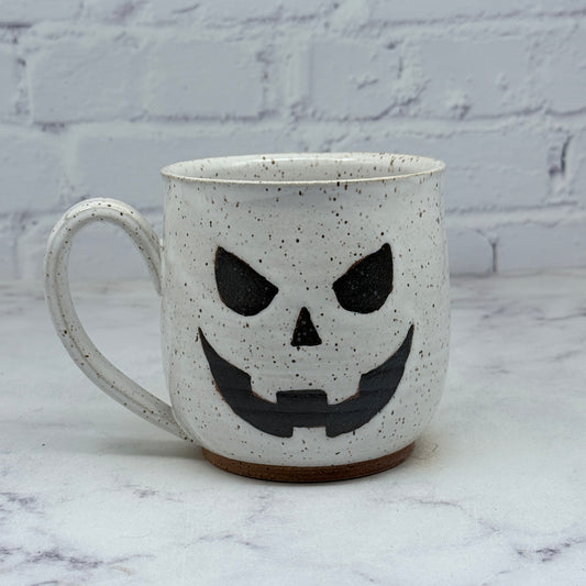 Speckled White Jack-o-Lantern Mug 2