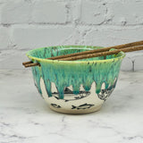 Green with Fish Chopstick Bowl 2